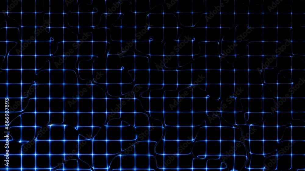 Fototapete technology digital wave background concept. beautiful motion waving dots texture with glowing lines.