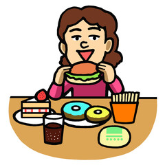 食欲　イラスト　女性
