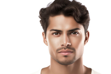 Obraz premium Handsome Hispanic Man with Latino-Style Stubble isolated on white