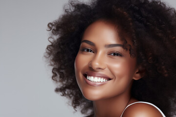 African American Woman with a Perfect Smile and Afro Hairstyle
