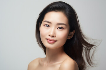 Portrait of a beautiful young Asian woman with perfect skin