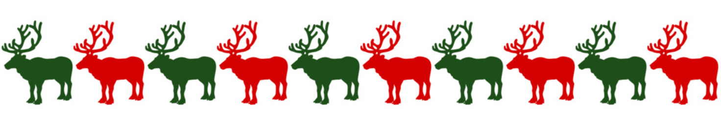 Silhouettes of the reindeers vector illustrations - Red and green reindeer line - Isolated on white background　赤と緑のトナカイのベクター素材	