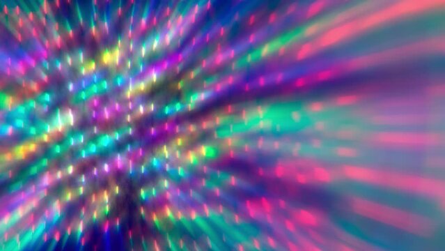 Colorful light beams abstract background VJ loop. Party, nightclub, dance visuals. Chromatic aberration effect.
