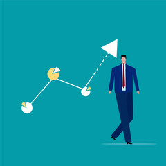 Pie chart for reports and presentations UI, WEB. Simulated pie chart of a businessman who wants to share profits.