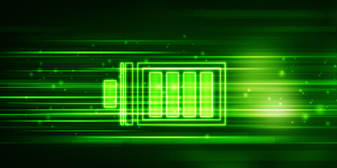 Obraz premium 2d rendering Electrical energy and power supply source concept, accumulator battery with charging level indicator 