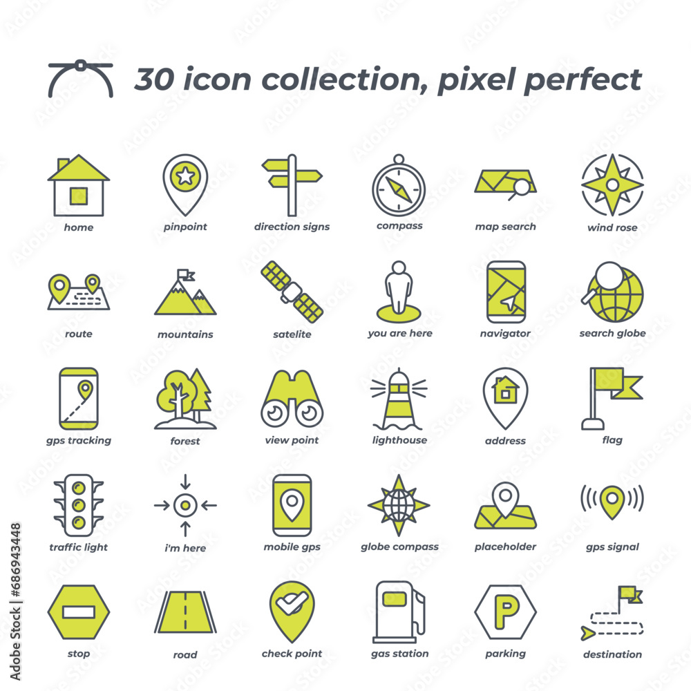 Poster vector sign of the navigation icon set isolated on a white background. symbol color editable.