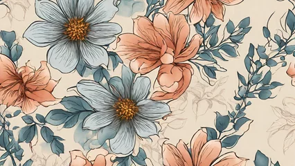 Fototapeten seamless floral pattern © thiraphon