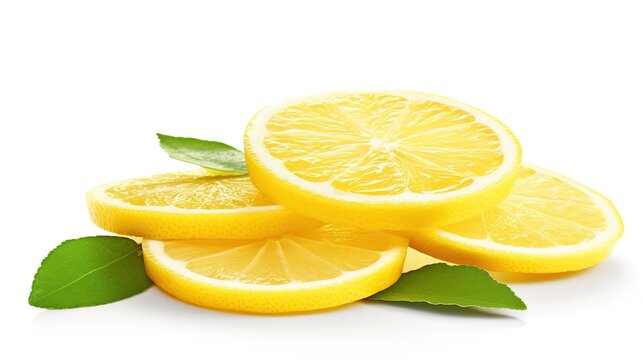 Lemon slices with leaf isolate AI generated image
