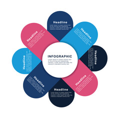 Circle infographics elements design. Abstract business workflow