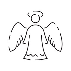 Christmas angel line icon. Happy New Year angel Line Icon On White Background