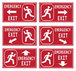 Vector emergency exit symbol- evacuate sign collection