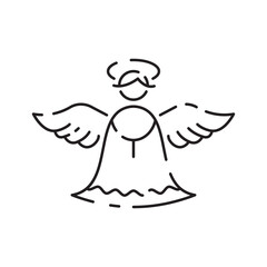 Christmas angel line icon. Happy New Year angel Line Icon On White Background