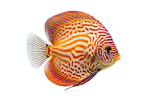 Beautiful Single Full Color Symphysodon Discus On Transparent Background - Powered by Adobe