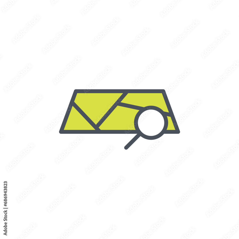 Poster vector sign of the map search symbol isolated on a white background. icon color editable.