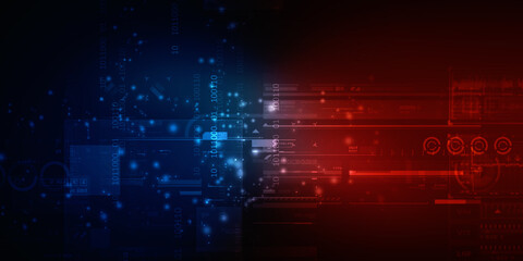 Fototapeta premium 2d illustration Abstract futuristic electronic circuit technology background