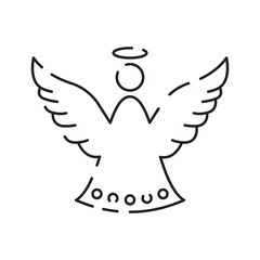 Christmas angel line icon. Happy New Year angel Line Icon On White Background