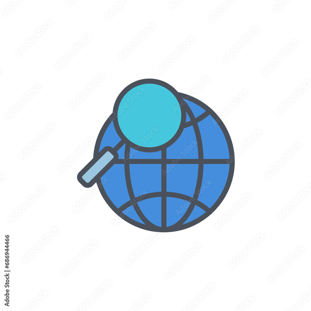 Poster Vector sign of the search globe symbol isolated on a white background. icon color editable.