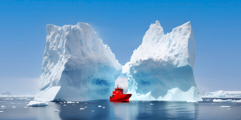 Iceberg Iceboat Ice Breaker Vessel Boat Broken Arctic Water Ocean