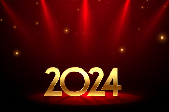2024 golden lettering background with spot light effect
