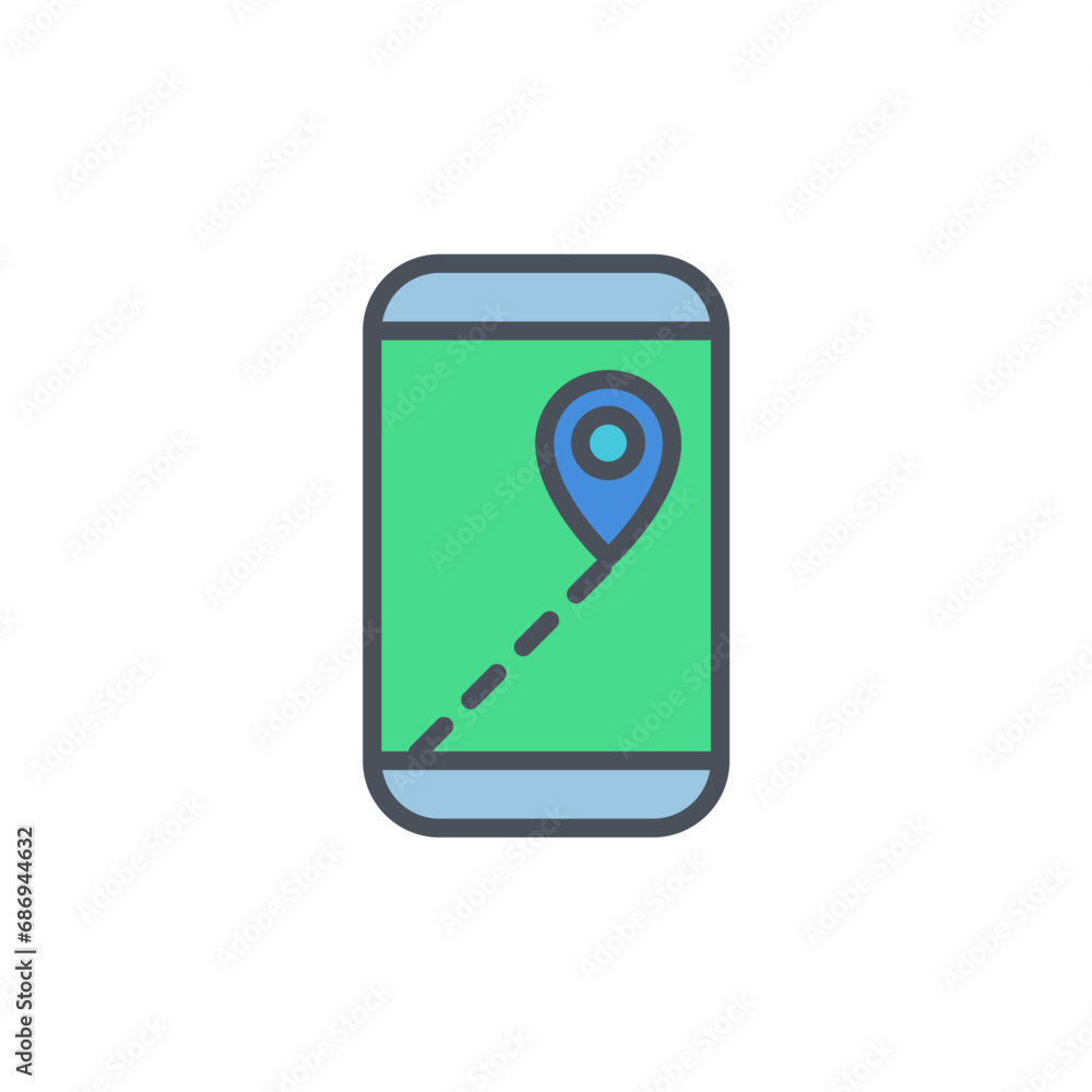 Poster vector sign of the gps tracking symbol isolated on a white background. icon color editable.