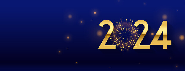 2024 new year eve firework celebration banner with text space - obrazy, fototapety, plakaty