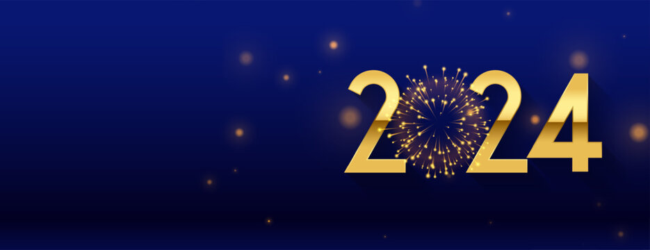 2024 new year eve firework celebration banner with text space