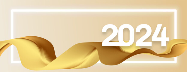 happy new year 2024 eve wallpaper with ribbon decoration