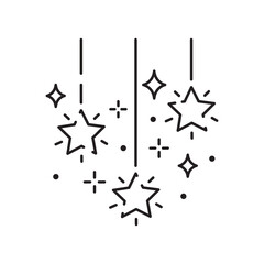 Christmas star line icon or logo style. High quality sign and symbol on a white background. Happy New Year vector outline pictogram for infographic
