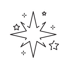 Christmas star line icon or logo style. High quality sign and symbol on a white background. Happy New Year vector outline pictogram for infographic