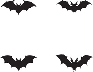 Fototapeta premium Set of black bat silhouettes for Halloween design on white background