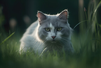 cat on grass