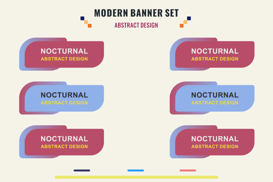 Random modern abstract vector banner set. Flat geometric shapes of different colors design style. Template for web or print design.