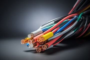 Multicolored electrical cable on a black background. 3d rendering

 Generative AI