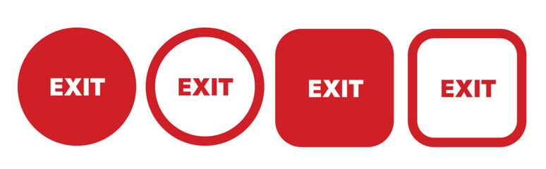 Red exit sign with text flat vector icon for print