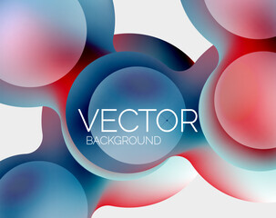 Beautiful flowing round shapes and circles abstract background. Liquid color bubble composition