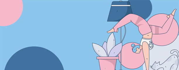 Practicing yoga, physical and mental health, flat vector character concept, operation hand drawn illustration
