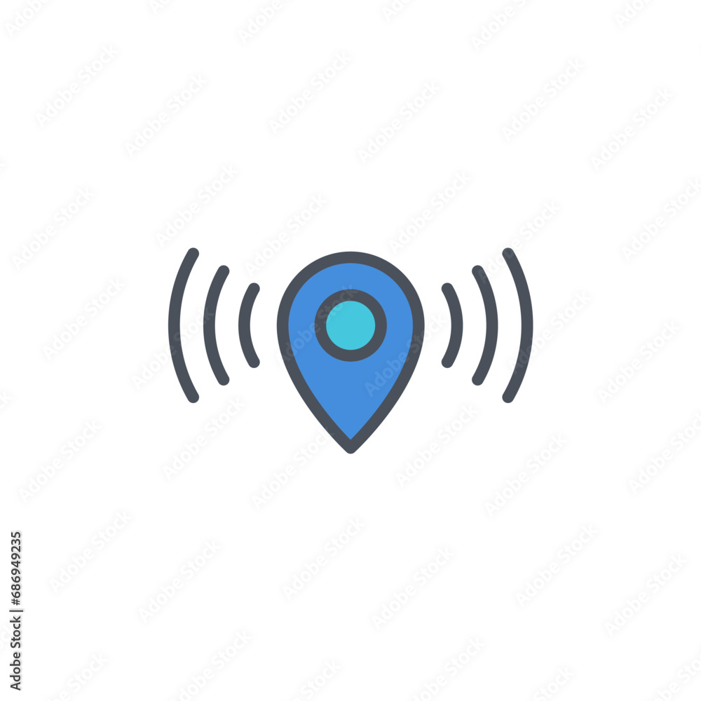 Poster vector sign of the gps signal symbol isolated on a white background. icon color editable.