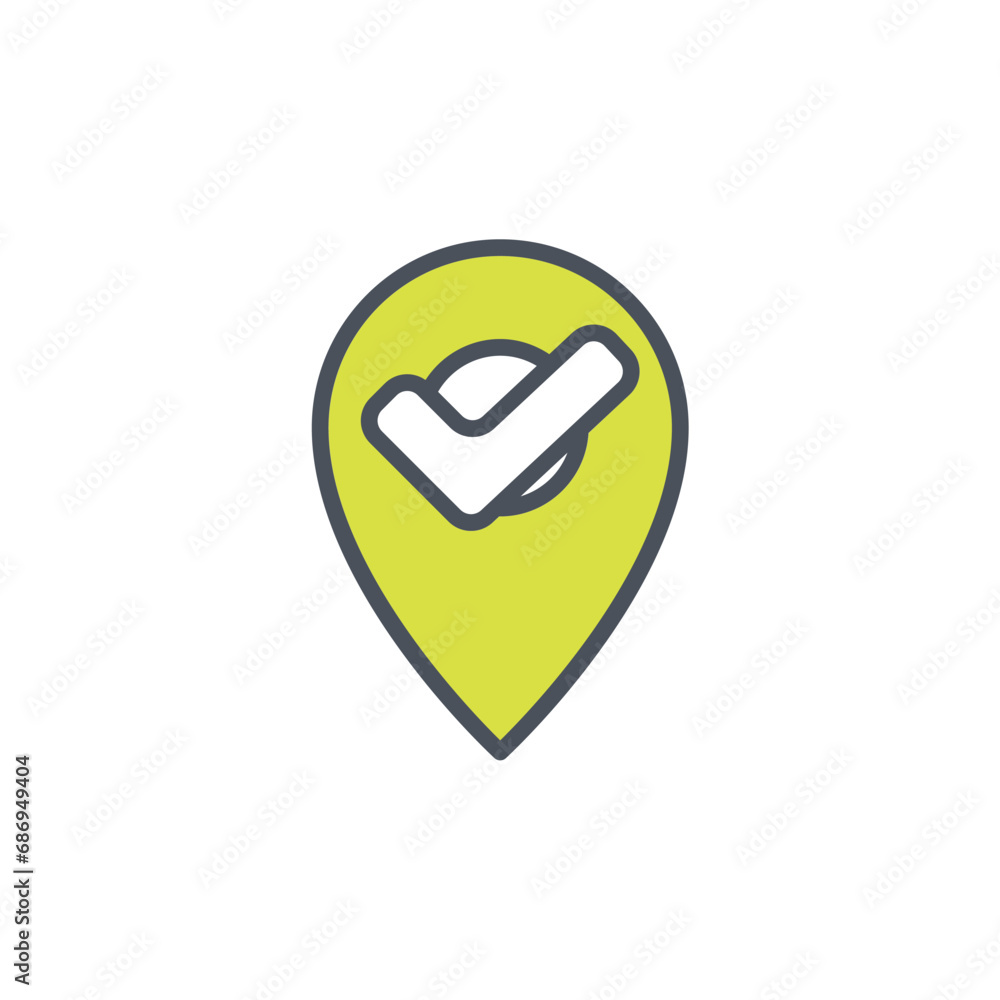 Poster vector sign of the check point symbol isolated on a white background. icon color editable.