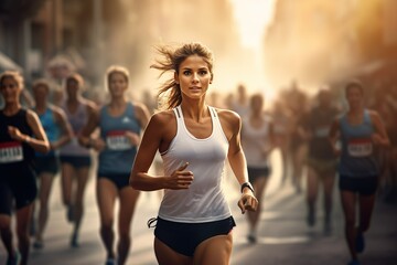 マラソンをしている女性のイメージ02 - obrazy, fototapety, plakaty