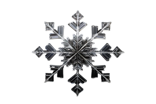 Exquisite lone snowflake, intricate and unique, set against a transparent background, symbolizing winter's beauty.