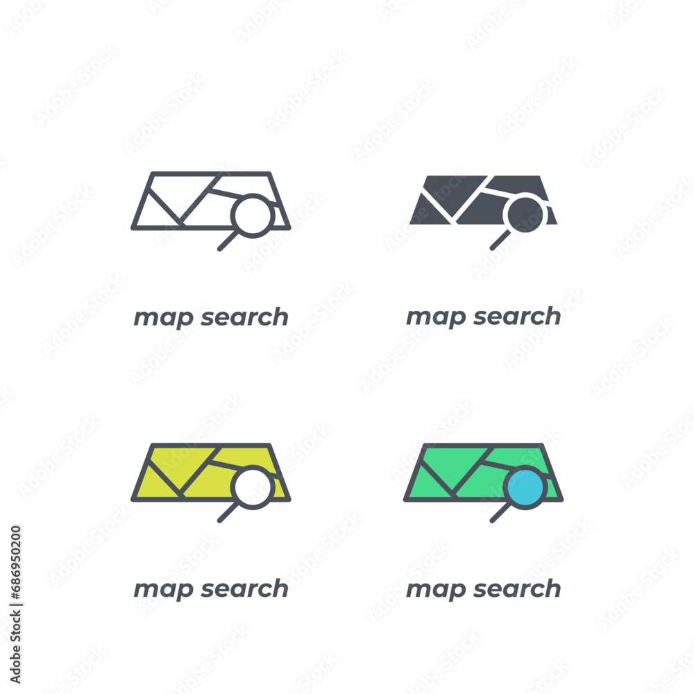Poster vector sign of the map search symbol isolated on a white background. icon color editable.