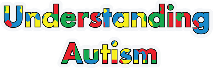 Digital png colourful text of understanding autism on transparent background