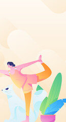 Practicing yoga, physical and mental health, flat vector character concept, operation hand drawn illustration
