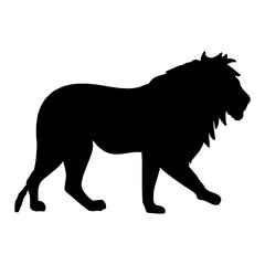 black silhouette of a lion or king of the jungle