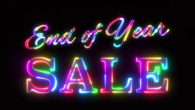 End of Year video visual effect animation banner in colorful rainbow color neon style
