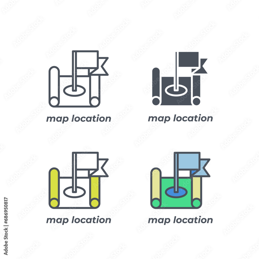 Poster vector sign of the map location symbol isolated on a white background. icon color editable.
