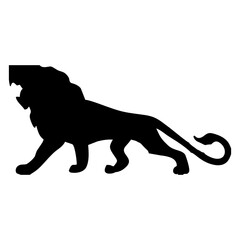 black silhouette of a lion or king of the jungle
