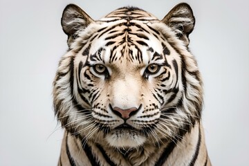 frontal view of a tiger , isolated, white background, generative ai 