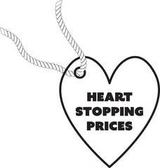 Digital png illustration of heart with heart stopping prices text on transparent background