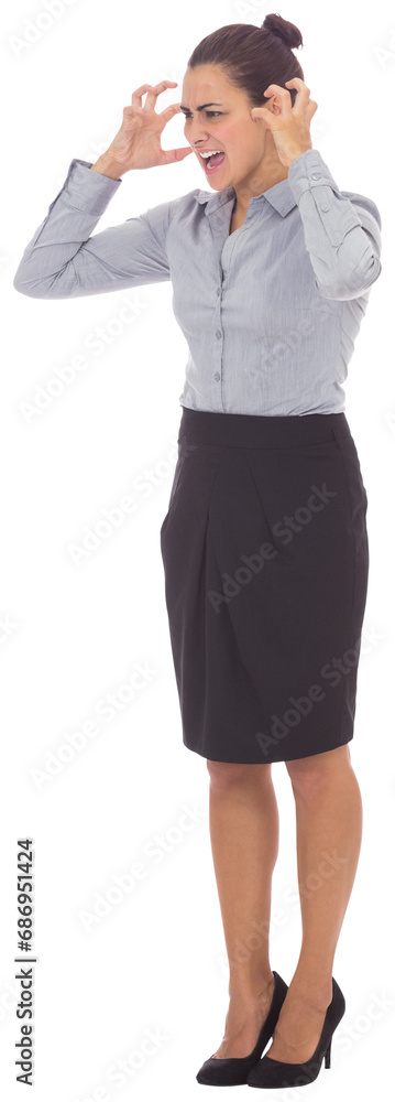 Canvas Prints Digital png photo of angry biracial businesswoman standing on transparent background